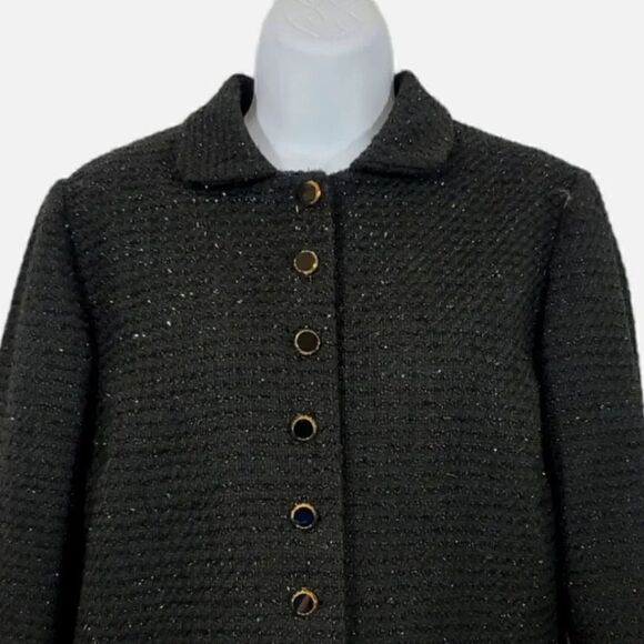 Kinder Aggugini Retro Iridescent Tweed Button Down Black Blazer Jacket Size L - Picture 3 of 10